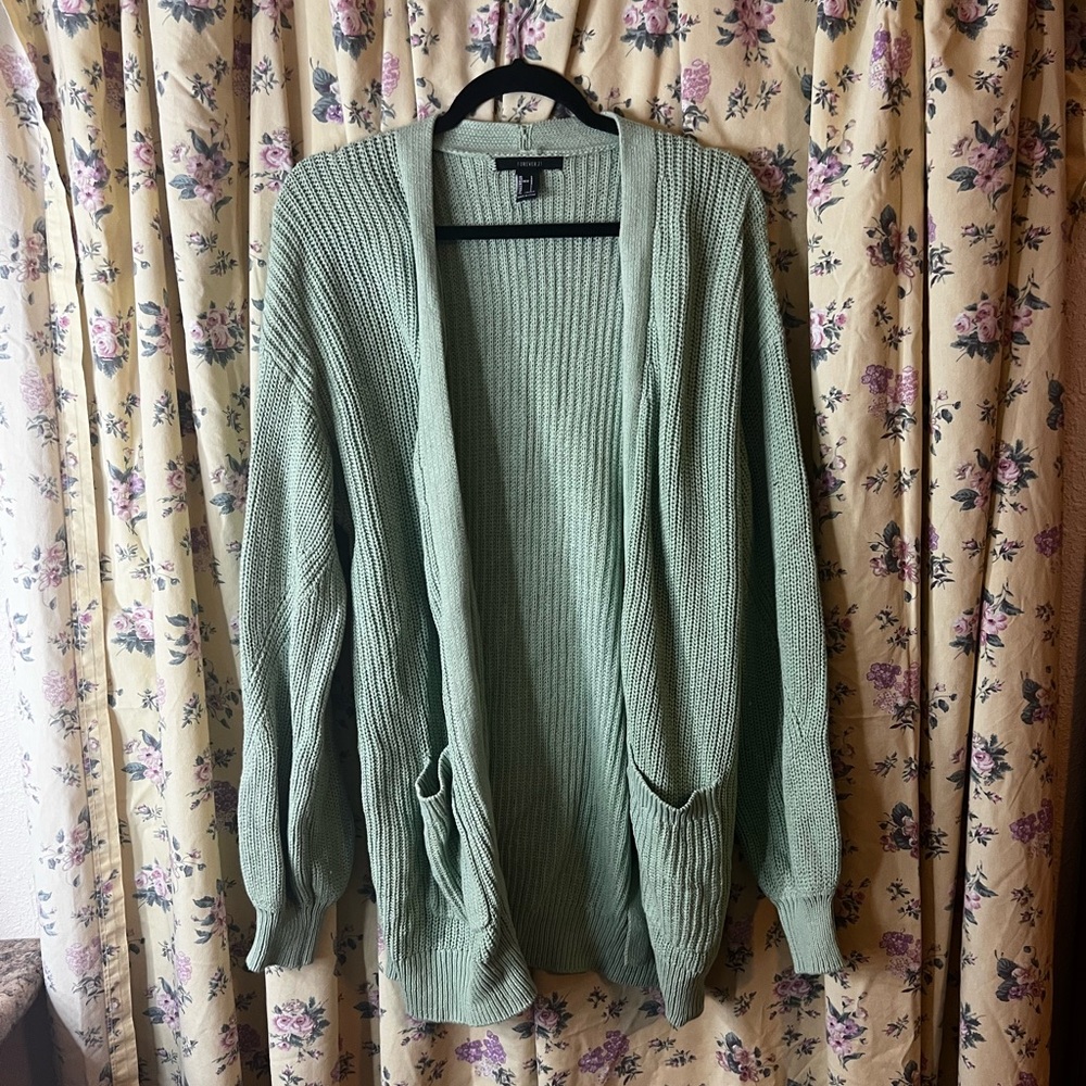Womens Green Cardigan Sweater